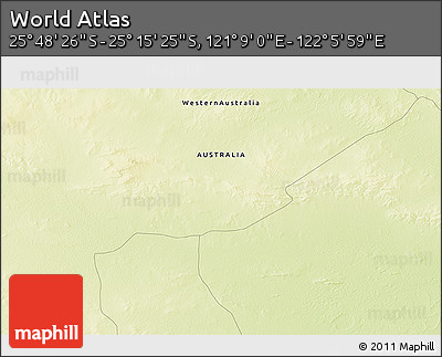 Physical 3D Map of the Area around 25° 31' 56" S, 121° 37' 30" E