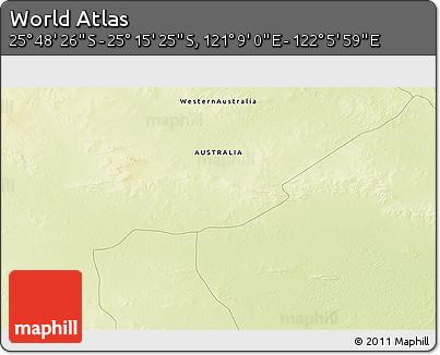 Physical 3D Map of the Area around 25° 31' 56" S, 121° 37' 30" E