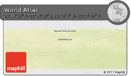 Physical Panoramic Map of the Area around 25° 31' 56" S, 121° 37' 30" E