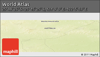 Physical Panoramic Map of the Area around 25° 31' 56" S, 121° 37' 30" E