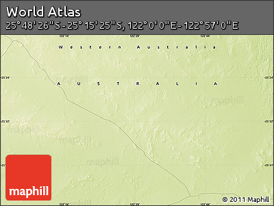 Physical Map of the Area around 25° 31' 56" S, 122° 28' 29" E