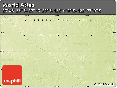 Physical Map of the Area around 25° 31' 56" S, 122° 28' 29" E