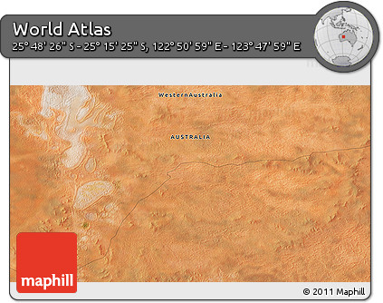 Satellite 3D Map of the Area around 25° 31' 56" S, 123° 19' 29" E