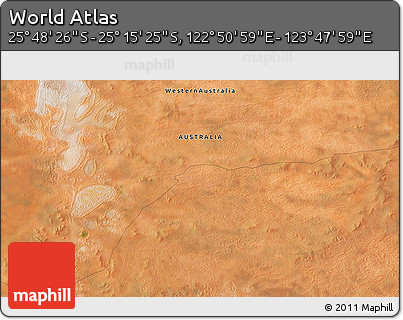 Satellite 3D Map of the Area around 25° 31' 56" S, 123° 19' 29" E