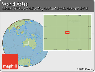 Savanna Style Location Map of the Area around 25° 31' 56" S, 123° 19' 29" E