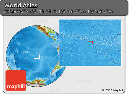 Physical Location Map of the Area around 25° 31' 56" S, 123° 10' 30" W