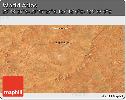 Satellite 3D Map of the Area around 25° 31' 56" S, 124° 10' 30" E