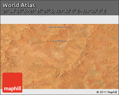Satellite 3D Map of the Area around 25° 31' 56" S, 124° 10' 30" E