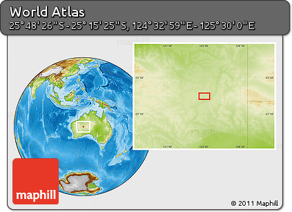 Physical Location Map of the Area around 25° 31' 56" S, 125° 1' 30" E