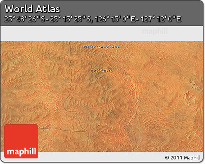 Satellite 3D Map of the Area around 25° 31' 56" S, 126° 43' 29" E