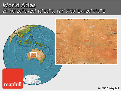 Satellite Location Map of the Area around 25° 31' 56" S, 127° 34' 30" E