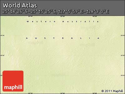 Physical Map of the Area around 25° 31' 56" S, 127° 34' 30" E