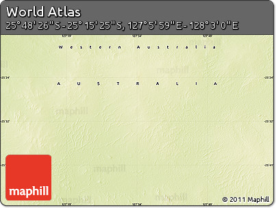 Physical Map of the Area around 25° 31' 56" S, 127° 34' 30" E