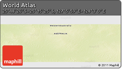 Physical Panoramic Map of the Area around 25° 31' 56" S, 127° 34' 30" E