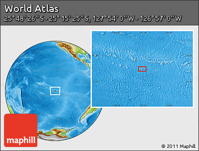 Physical Location Map of the Area around 25° 31' 56" S, 127° 25' 30" W