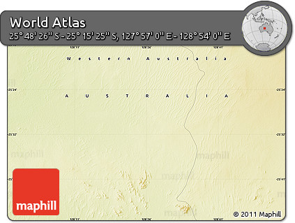 Physical Map of the Area around 25° 31' 56" S, 128° 25' 30" E