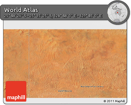 Satellite 3D Map of the Area around 25° 31' 56" S, 129° 16' 30" E