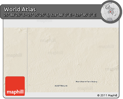 Shaded Relief 3D Map of the Area around 25° 31' 56" S, 129° 16' 30" E