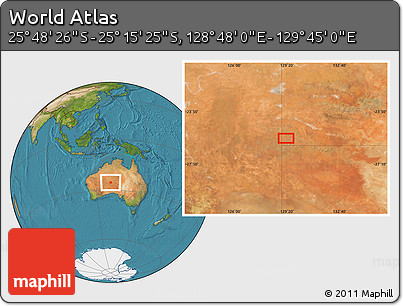 Satellite Location Map of the Area around 25° 31' 56" S, 129° 16' 30" E