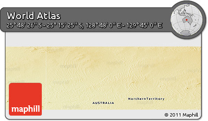 Physical Panoramic Map of the Area around 25° 31' 56" S, 129° 16' 30" E