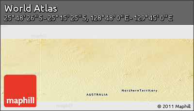 Physical Panoramic Map of the Area around 25° 31' 56" S, 129° 16' 30" E
