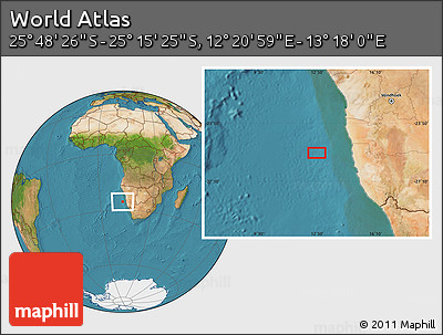 Satellite Location Map of the Area around 25° 31' 56" S, 12° 49' 29" E