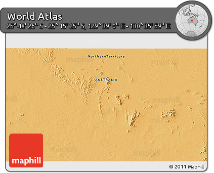 Political 3D Map of the Area around 25° 31' 56" S, 130° 7' 30" E
