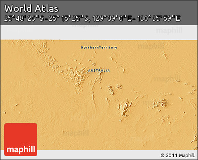 Political 3D Map of the Area around 25° 31' 56" S, 130° 7' 30" E