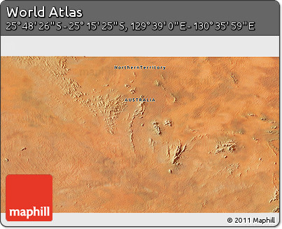 Satellite 3D Map of the Area around 25° 31' 56" S, 130° 7' 30" E