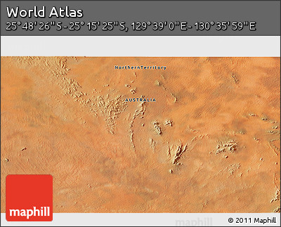 Satellite 3D Map of the Area around 25° 31' 56" S, 130° 7' 30" E