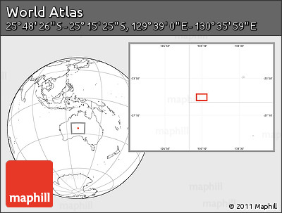 Blank Location Map of the Area around 25° 31' 56" S, 130° 7' 30" E