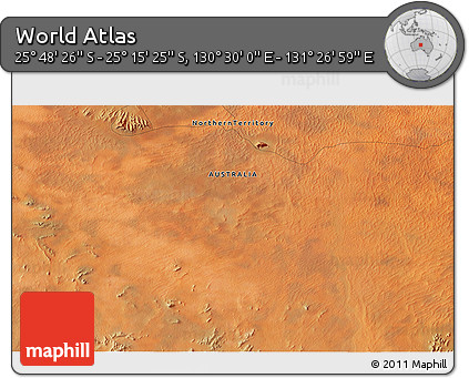 Satellite 3D Map of the Area around 25° 31' 56" S, 130° 58' 29" E