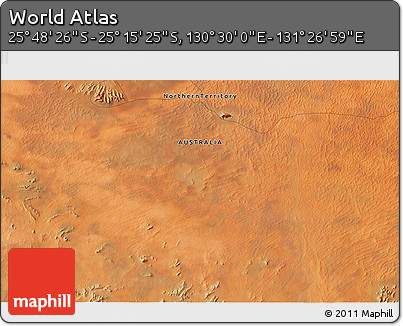 Satellite 3D Map of the Area around 25° 31' 56" S, 130° 58' 29" E