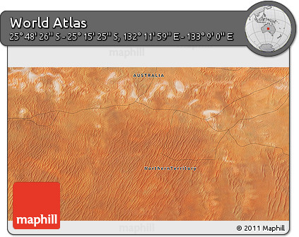 Satellite 3D Map of the Area around 25° 31' 56" S, 132° 40' 30" E