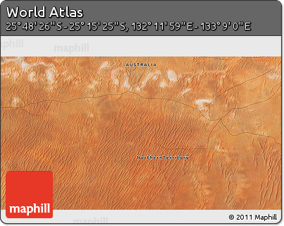 Satellite 3D Map of the Area around 25° 31' 56" S, 132° 40' 30" E