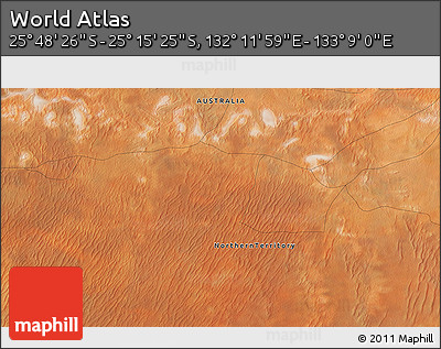 Satellite 3D Map of the Area around 25° 31' 56" S, 132° 40' 30" E