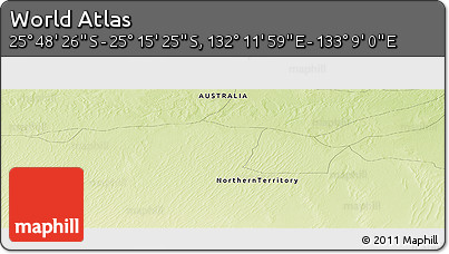 Physical Panoramic Map of the Area around 25° 31' 56" S, 132° 40' 30" E
