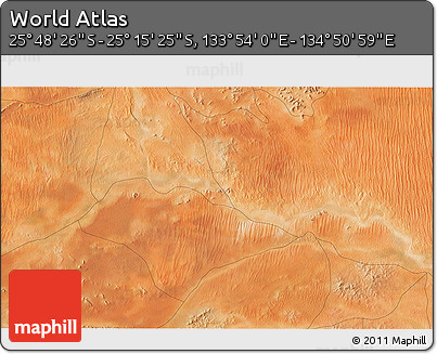 Satellite 3D Map of the Area around 25° 31' 56" S, 134° 22' 30" E
