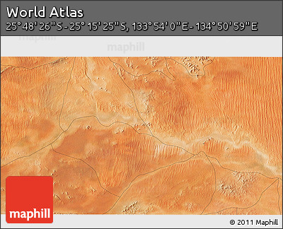 Satellite 3D Map of the Area around 25° 31' 56" S, 134° 22' 30" E
