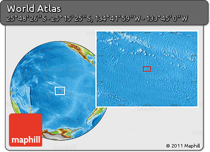 Physical Location Map of the Area around 25° 31' 56" S, 134° 13' 29" W