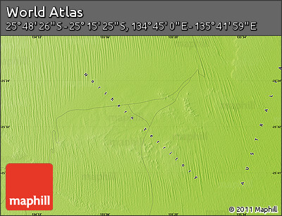 Physical Map of the Area around 25° 31' 56" S, 135° 13' 29" E