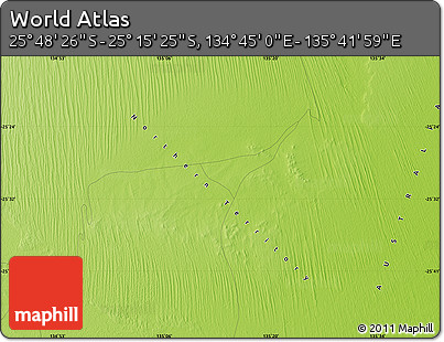 Physical Map of the Area around 25° 31' 56" S, 135° 13' 29" E