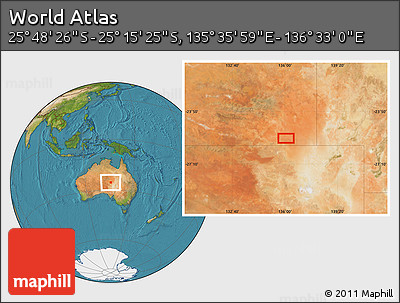 Satellite Location Map of the Area around 25° 31' 56" S, 136° 4' 29" E