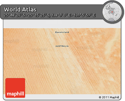 Satellite 3D Map of the Area around 25° 31' 56" S, 138° 37' 30" E