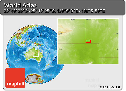 Physical Location Map of the Area around 25° 31' 56" S, 138° 37' 30" E