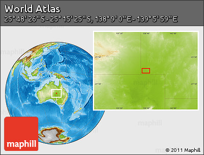 Physical Location Map of the Area around 25° 31' 56" S, 138° 37' 30" E