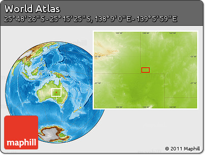 Physical Location Map of the Area around 25° 31' 56" S, 138° 37' 30" E