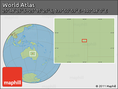 Savanna Style Location Map of the Area around 25° 31' 56" S, 140° 19' 29" E
