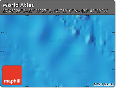 Shaded Relief Map of the Area around 25° 31' 56" S, 140° 10' 30" W