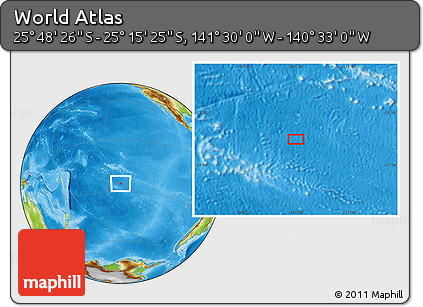 Physical Location Map of the Area around 25° 31' 56" S, 141° 1' 30" W